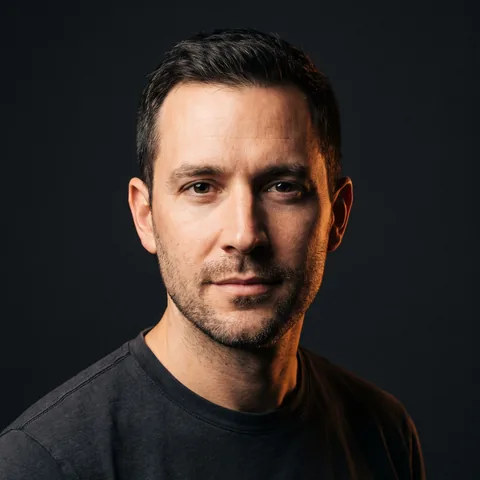 Studio portrait of Marcus, a steady plainspoken FirstHire persona (AI-generated, synthetic).